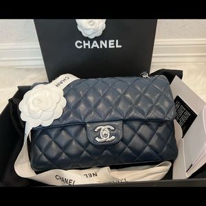 SOLD- Chanel Small Caviar Classic Navy SHW